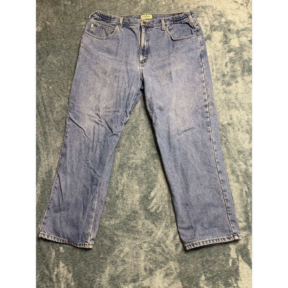 LL Bean Regular Fit Flannel Lined Jeans 33x29 Blue Denim Comfort Waist 212508
